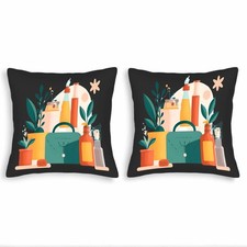 Set of 2 Decorative Throw Pillow Covers 18x18in - Colorful Cozy Design