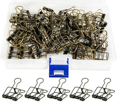 Wenlly 50 Pack Metal Wire Binder Clip Set, Multi-Purpose 50 Pieces, Bronze 