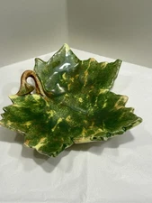 Vinatage Jamieson Ceramics Maple Leaf Mottled Green and Yellow Glaze 1950’s