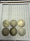 New ListingBarber Half Dollar Lot 6 Coins 1901 1907 1908 Silver Circulated US 50C