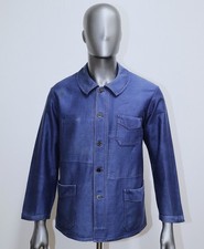 French 1940/50s Blue Moleskin Work Chore Jacket V Pockets Size M Made in France