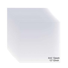 12 Pack 4 Mil Clear Mylar Stencil Sheets, 12" x 12" Blank Stencils, Reusable