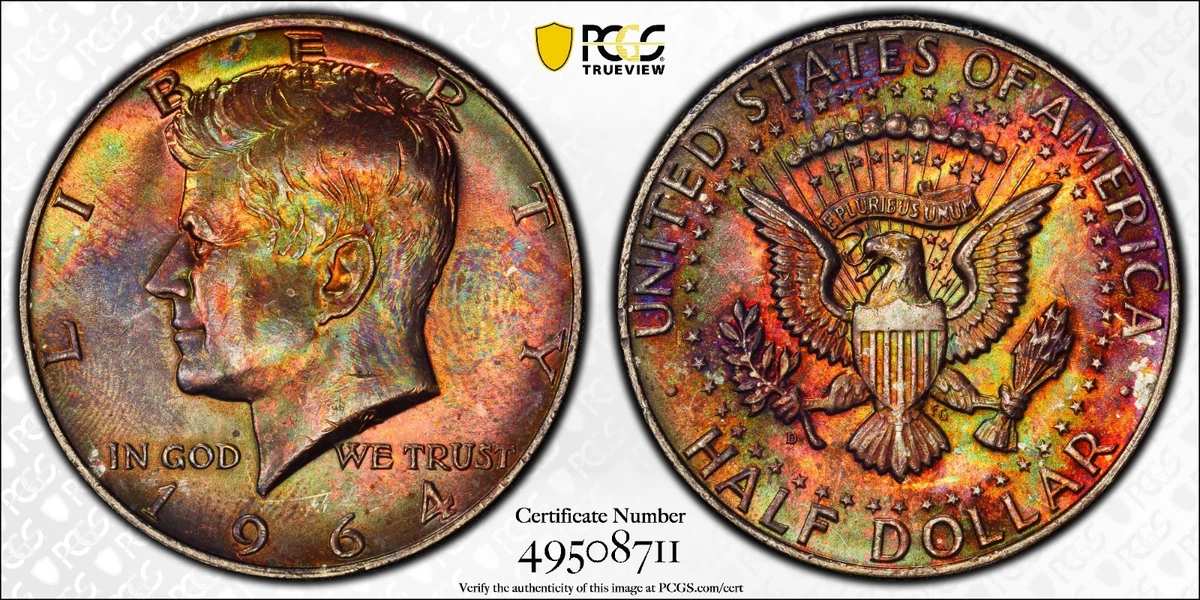 アメリカ 1964 PCGS MS64 PCGS Certified MS 64 Graded 1964 Kennedy US Half Dollars (1964-Now