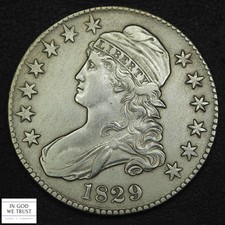 1829 Capped Bust Silver Half Dollar 50C - Cleaned