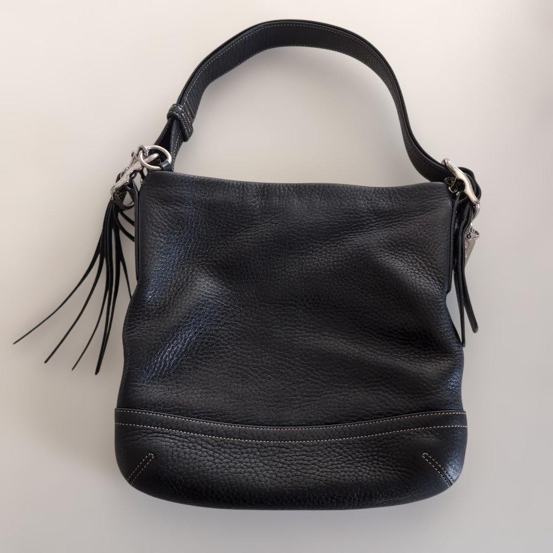 COACH Hamptons Pebbled Leather Large Hobo Bag Black Vintage Authentic image 2