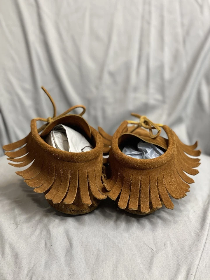 Minnetonka Classic Fringe Softsole Ankle Boot 482 Brown Leather Size 6 - Image 3 of 4