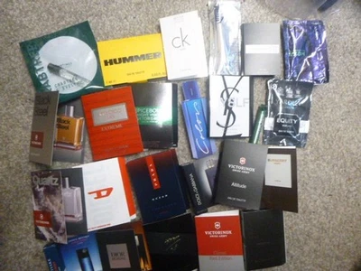 MIXED 24 MENS FRAGRANCE VIALS TO TRY ALL DIFFERENT LOTS CHOICE (SAM) INCS TOP BRANDS