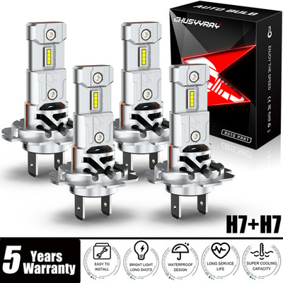 H7+H7 LED Headlight Combo 4 High Low Beam Bulbs Kit Super White Bright Lamps