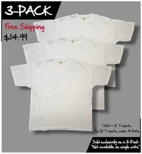 3-Pack Crew Neck T-Shirt | Short Sleeve | Classix UNISEX Tee | White, Size "XXL"