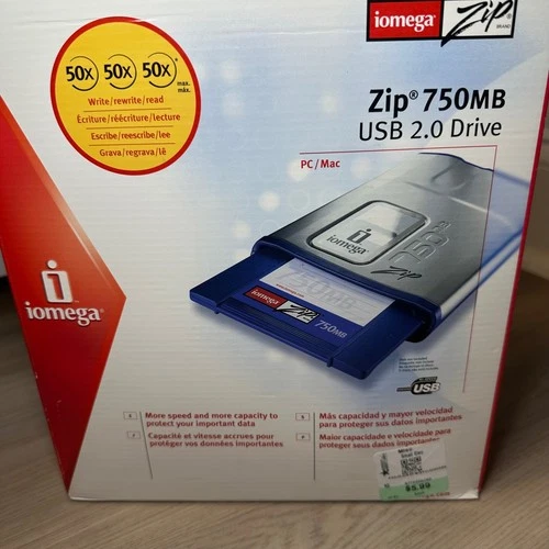 Iomega Zip 750MB USB 2.0 Drive PC Mac Portable External Hard Drive + extra discs