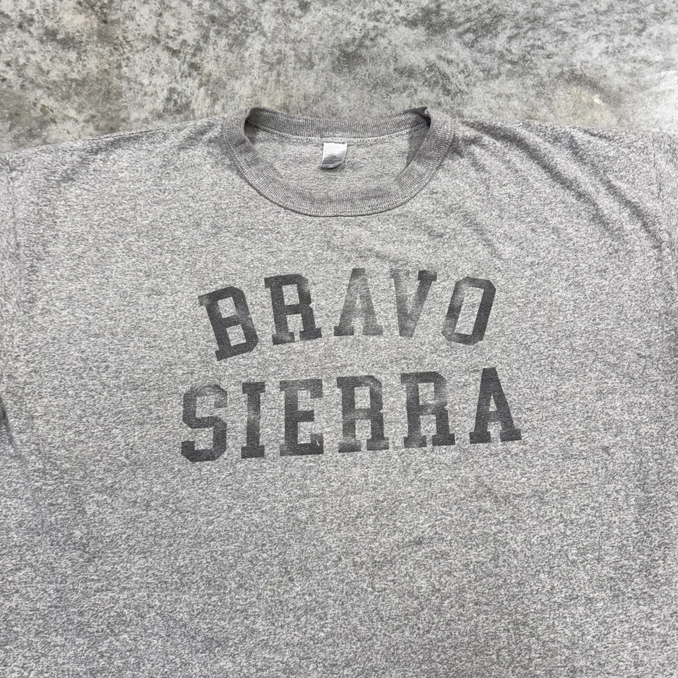 Camisa Bravo Sierra Para Hombres XL Gris Jaspeado Gráfico LA Apparel Peso Pesado EE. UU. Foto 3 de 4
