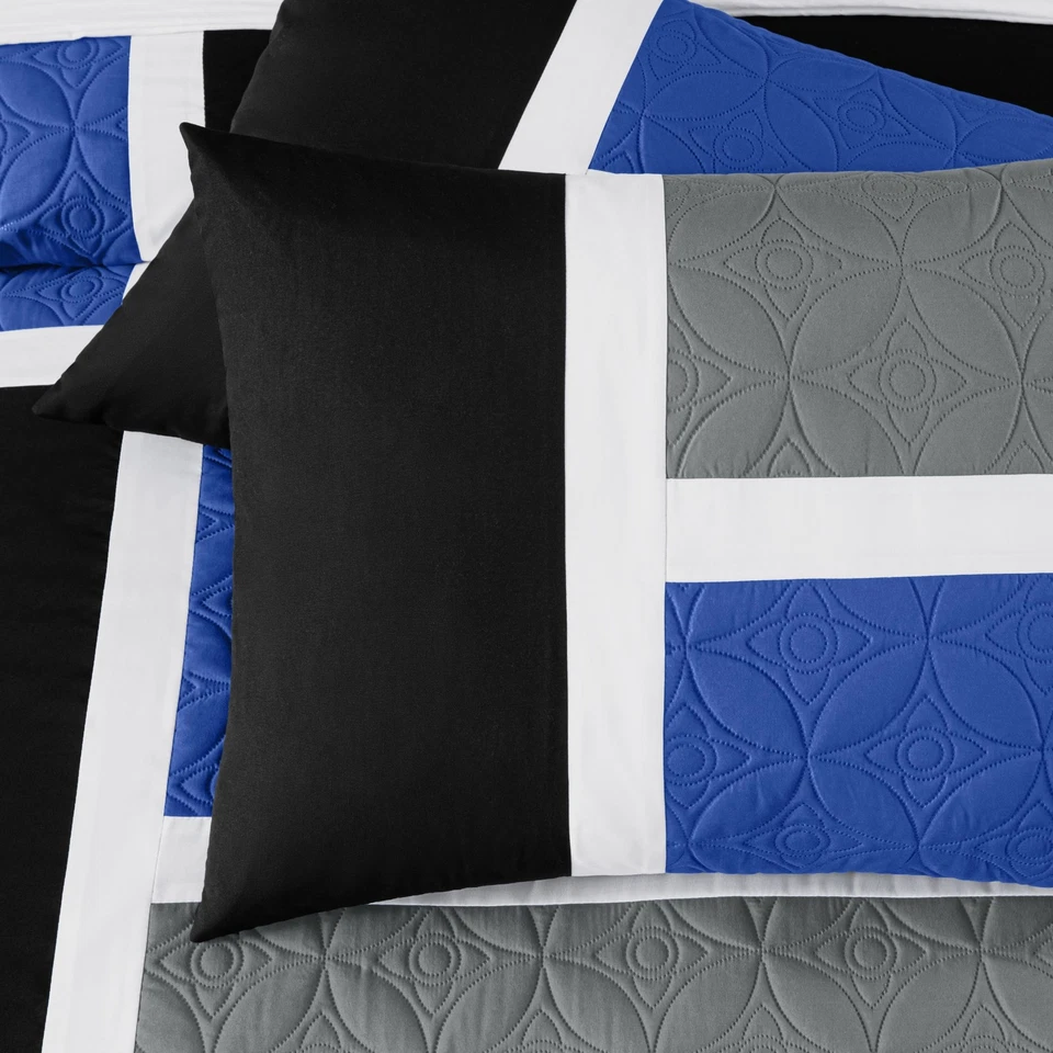 Juego de edredón cama en bolsa con retazos medallón de 7 piezas Chezmoi Collection Foto 2 de 4