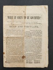 1858 antique POLITICAL Pres BUCHANAN admin SCATHING EXPOSé CORRUPT what it costs