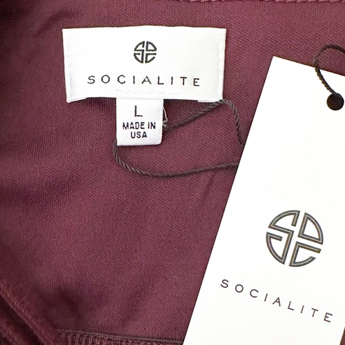 SOCIALITE Cutout Sweetheart Neckline Slit Knit Midi Dress Maroon Size L NWT NEW - Picture 10 of 12