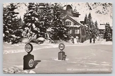 Standard Oil Esso Gas Pumps in Deep Snow Tankstellen in Andermatt 1952 RPPC