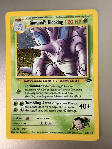 Pokemon Giovanni's Nidoking 1st Edition Gym Challenge 7/132 Holo