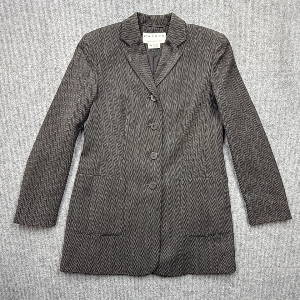 Maxi Falda Traje De Colección Jaeger 2 Piezas Lana Espiga Carrera Academia Retro Talla 6 Foto 2 de 4