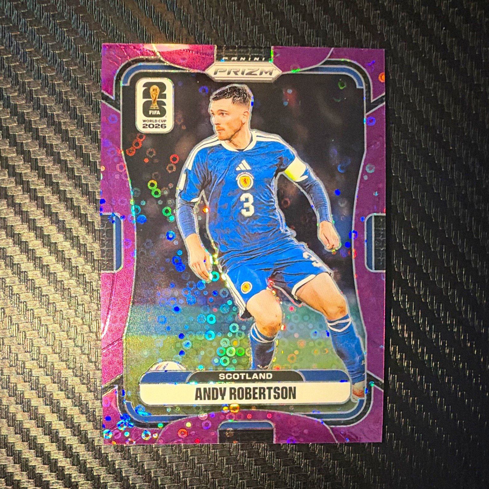 Panini Prizm FIFA World Cup 2026 Andy Robertson Scotland #389 Purple Disco /355