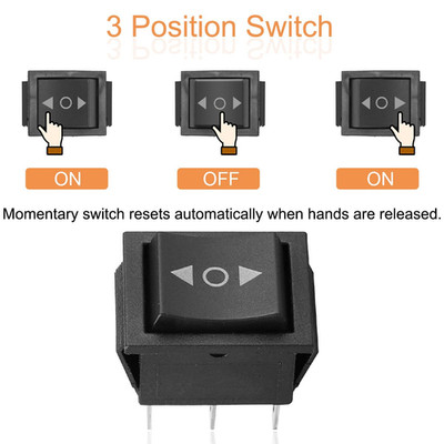 Rocker Switch 6 Pin 3 Position ON/Off/ON Momentary Toggle Switch Polarity Rev...