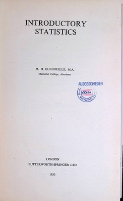 Introductory Statistics Quenouille, M. H.: