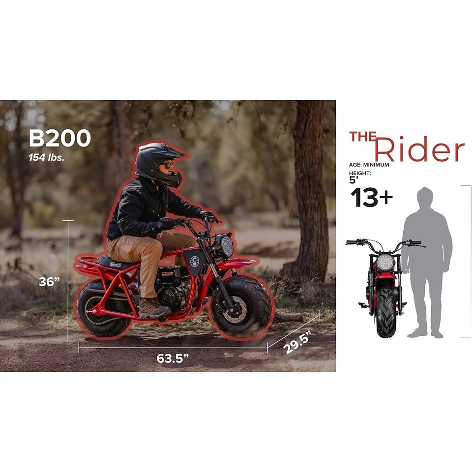 Coleman Powersports B200 196cc Gas Powered Minibike for Kids and Adults, - Image 3 of 4