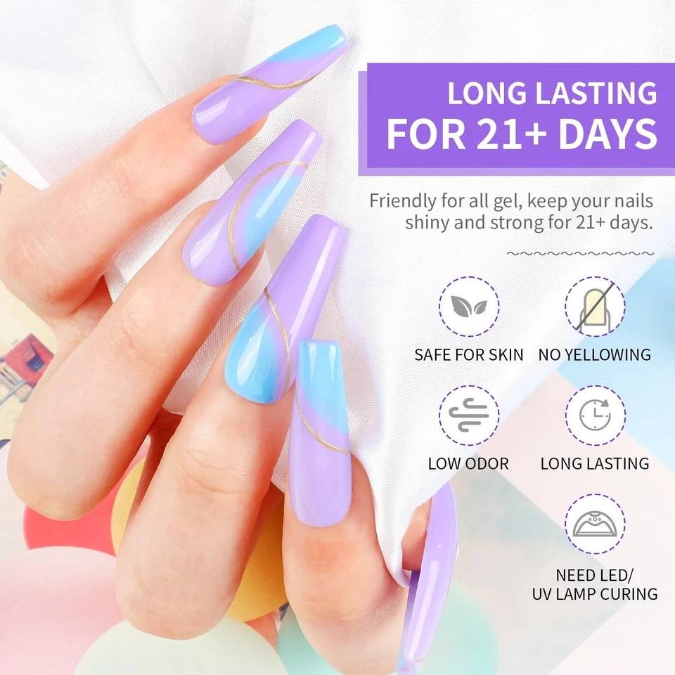 2 Flaschen 10 ml Base Coat Top Coat Gel UV Set No Wipe Unterlack & Überlack - Bild 4 von 4