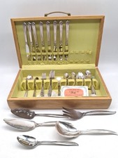 Vintage Holmes & Edwards Inlaid Silver Plate 53pc Silverware Set In Box 