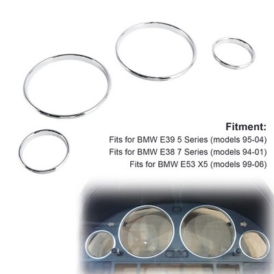 Silver Dash Trim Rings Speedometer Gauge Cluster Panel For BMW E38 E39 E53 X5