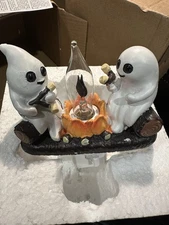New In Box Halloween Night Light Ghost Roasting Marshmallows Flickering Candle