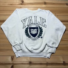 Vintage 1989 Yale University Crest Logo Collegiate Pullover Sweatshirt USA - XL
