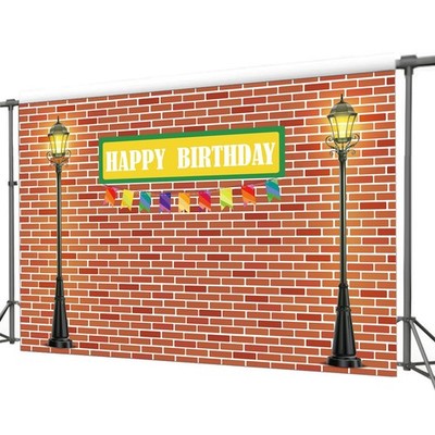 5x3ft Brick Wall Happy Birthday Backdrop Cloth Red Brick Wall Background Deco...