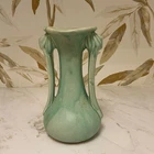 McCoy Green Matte Ceramic Pottery Vase with Sculpted Open Side Handles