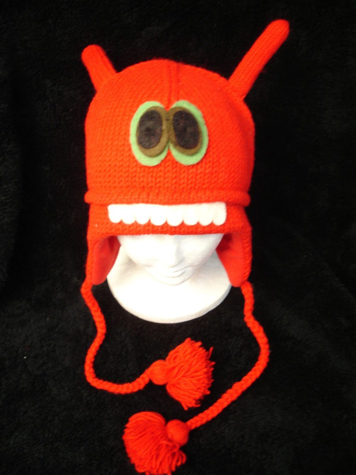 ALIEN HAT knit FLEECE LINED ski cap ADULT animal monster red costume swag emo