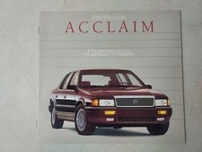 Vintage 1989 Plymouth Acclaim Sedan Fold Out Car Brochure 11" x 10"