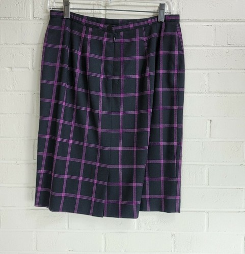 Vintage Dark Academia Purple Stripe Skirt Suit Set 100% Wool Blazer 10PSkirt 12P - Picture 6 of 12
