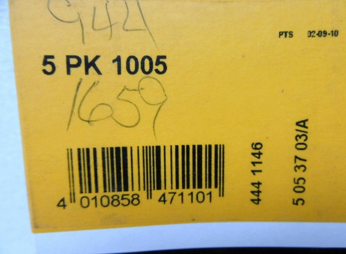 Contitech 5PK1005 Serpentine Drive Belt NIB NOS Conti-V Belt One Belt - Picture 2 of 3