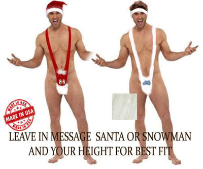Sexy Santa, Mankini abominable snowman SUSPENDER made in USA