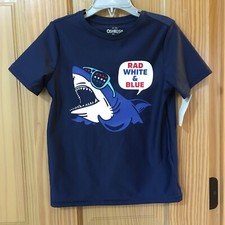 New OshKosh Shark Rash Guard Top Swimsuit UPF 50 July 4th navy Many sizes