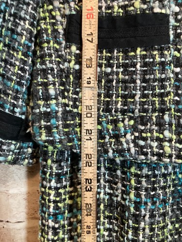 SANDRO Tweed Skirt Suit Womens Large Turquoise 2 Piece Set Career A Line - Picture 15 of 19