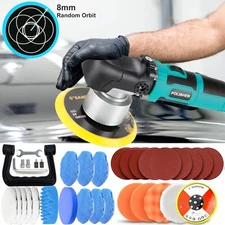 Dual Action Car Polisher Buffer 6" Random Orbital Polishing Machine Polish Pads