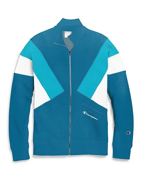 Champion Life Reverse Weave Colorblock Full Zip Logo Track Jacket NWT $80 Blue S - Image 3 of 4