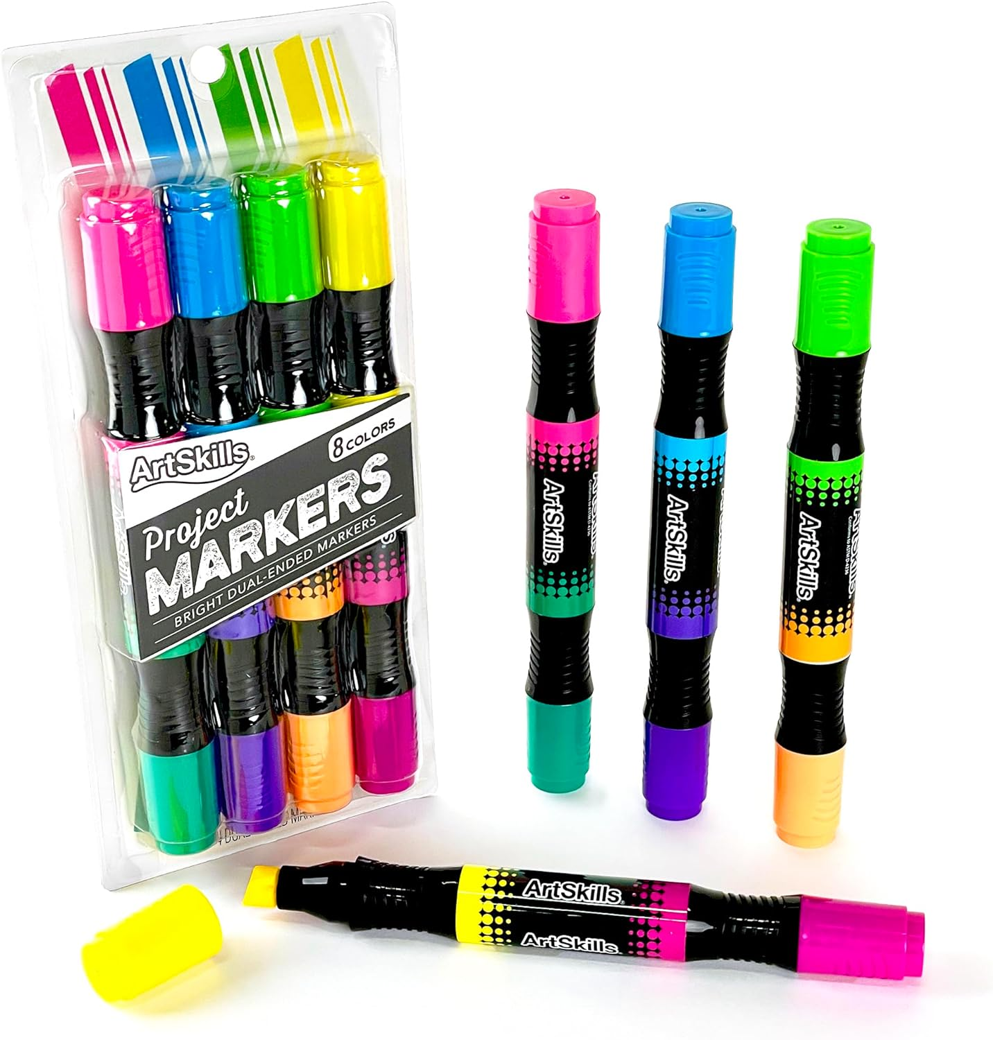 Jumbo Poster Markers for Kids, Neon Chisel Tip Markers, Dual-Color Washable Mark