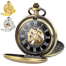 Classic Men's Mechanical Retro Pocket Watch Movement Pocket Watch with Chain