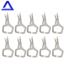 10 Piece 11-Inch Adjustable Swivel Pad Locking C-Clamp Locking Pliers New