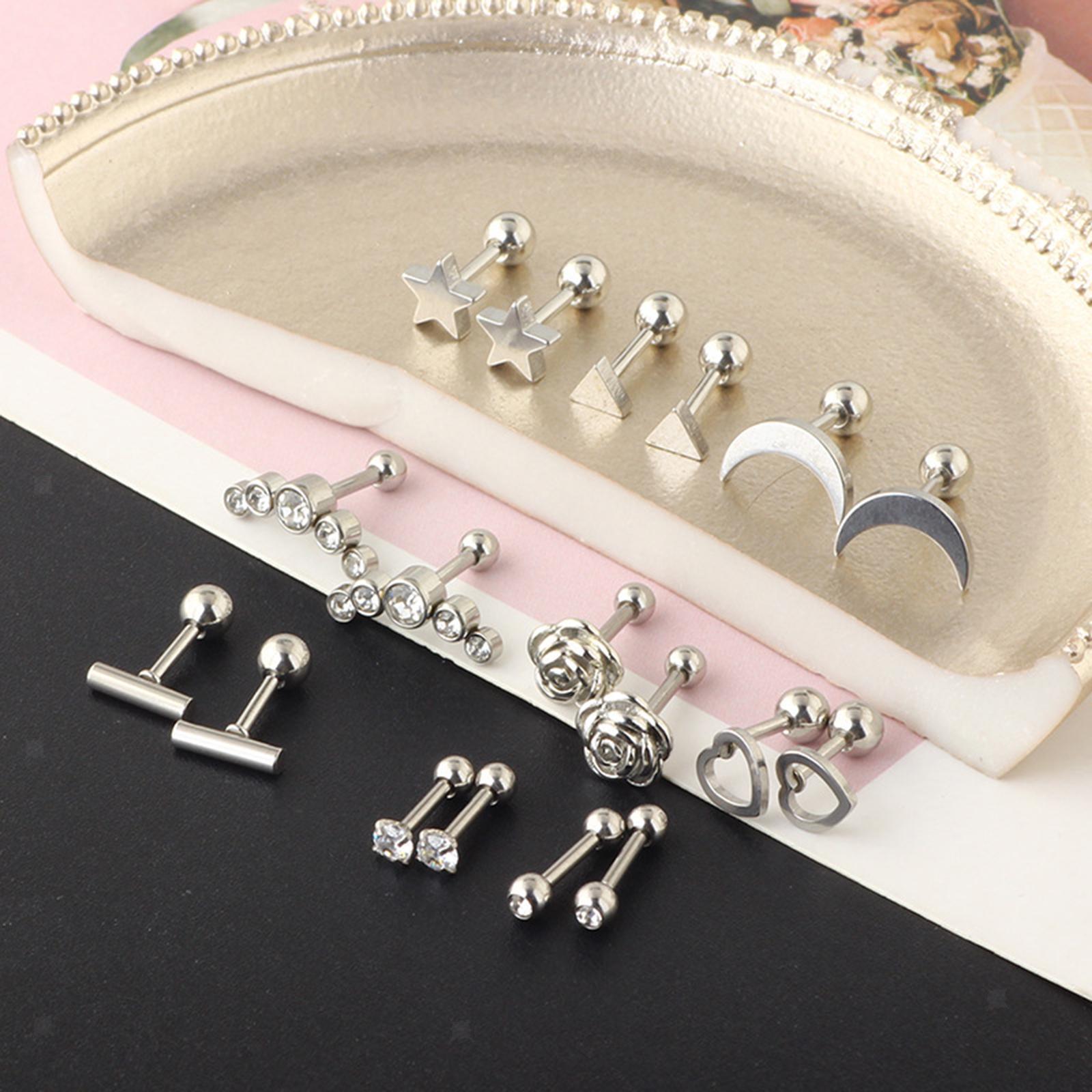 18-Piece Hypoallergenic Star Stud Earrings Set with Flat Backs-image