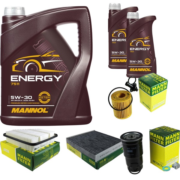 MANN-FILTER Inspektionspaket Mannol 7L 5W-30 Energy FüR Toyota Avensis Kombi 2.0-image