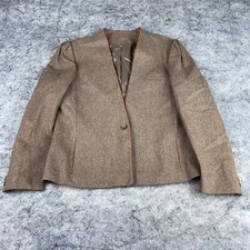 Forecaster of Boston Blazer Women's 13/14 Tan Wool Classic Style One Button