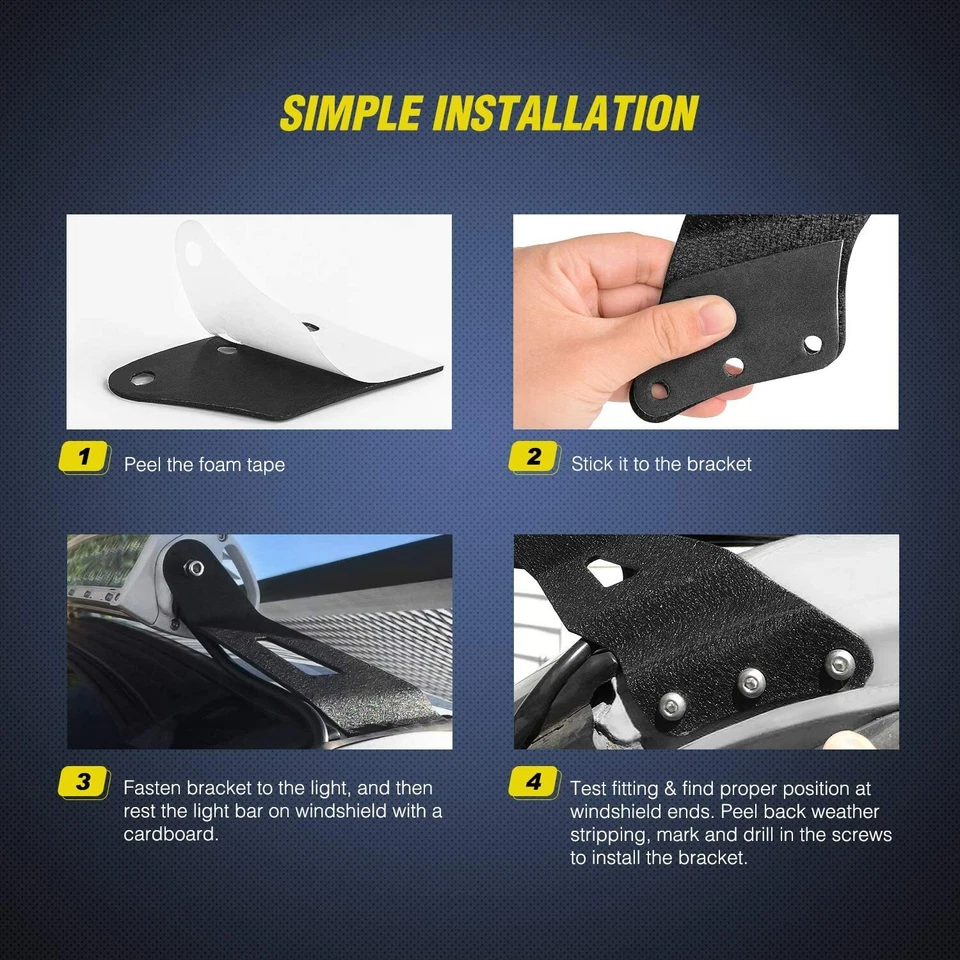 Кронштейны для крепления изогнутых светодиодных фар Nilight 50/52/54 дюйма для Chevy Silverado 99-06 годов выпуска - Изображение 3 из 4