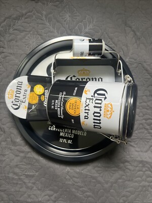 Corona Extra 4pc Set Tin Box Tray, Napkin Holder, Coasters & Storage Tin Barware