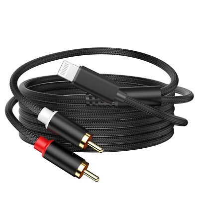 RCA Cable Compatible with iPhone, iOS to RCA Aux Audio Cord, Hi-Fi Sound RCA Ste